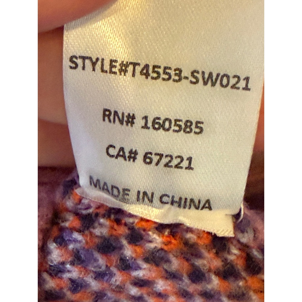 Ciebon Abstract Intarsia Knit Sweater Women Medium Purple Orange Artsy Y2K Bold - Picture 10 of 10